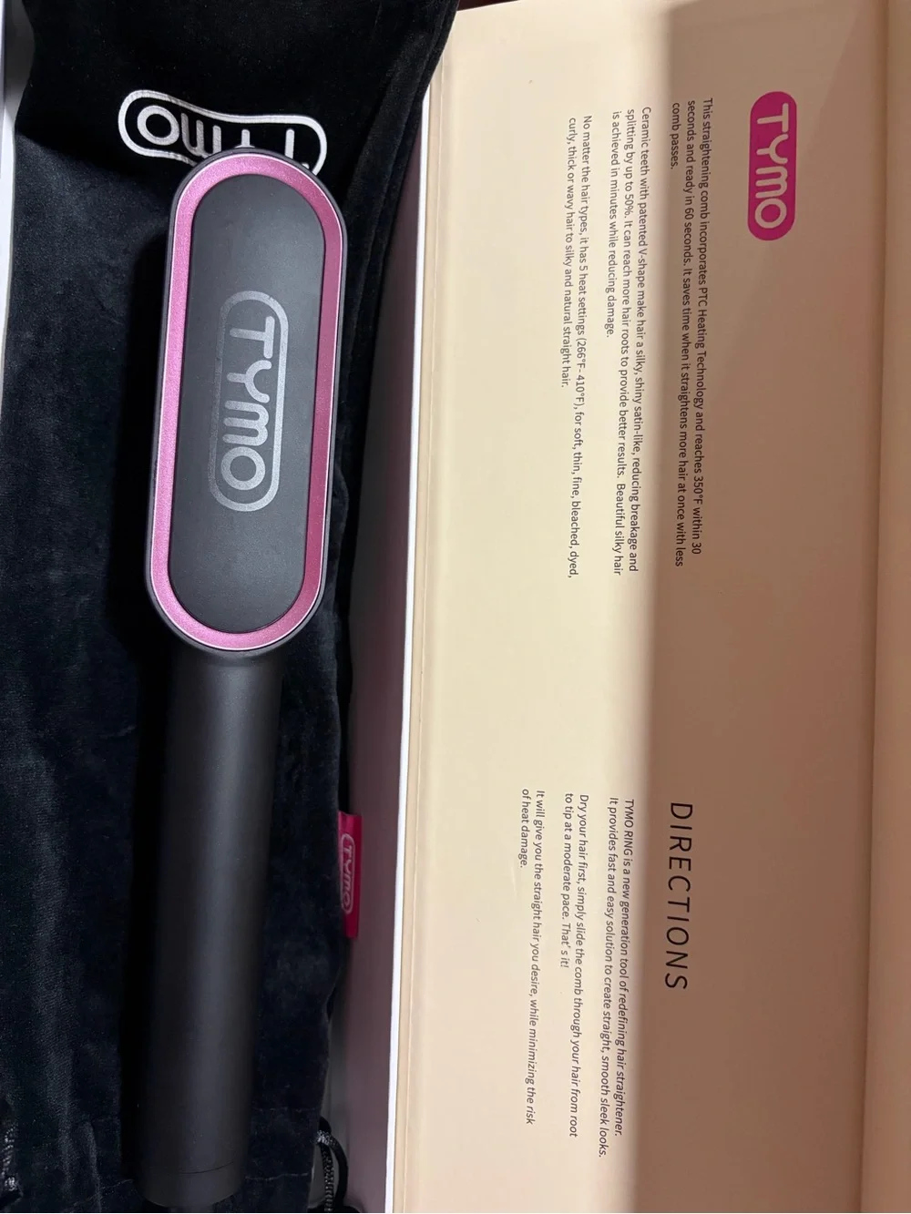 Black and Pink Hair Straightening Brush for Women